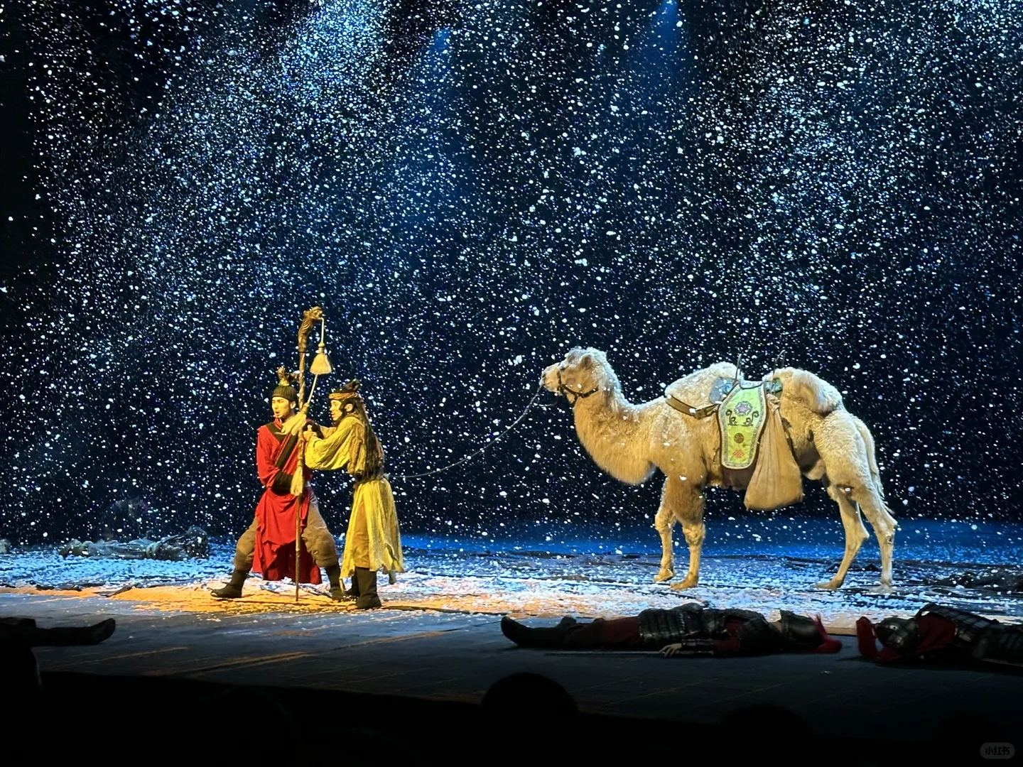 spectacular stage performance with water effects and traditional costumes